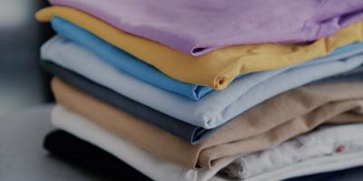 Stack of coloured t-shirts
