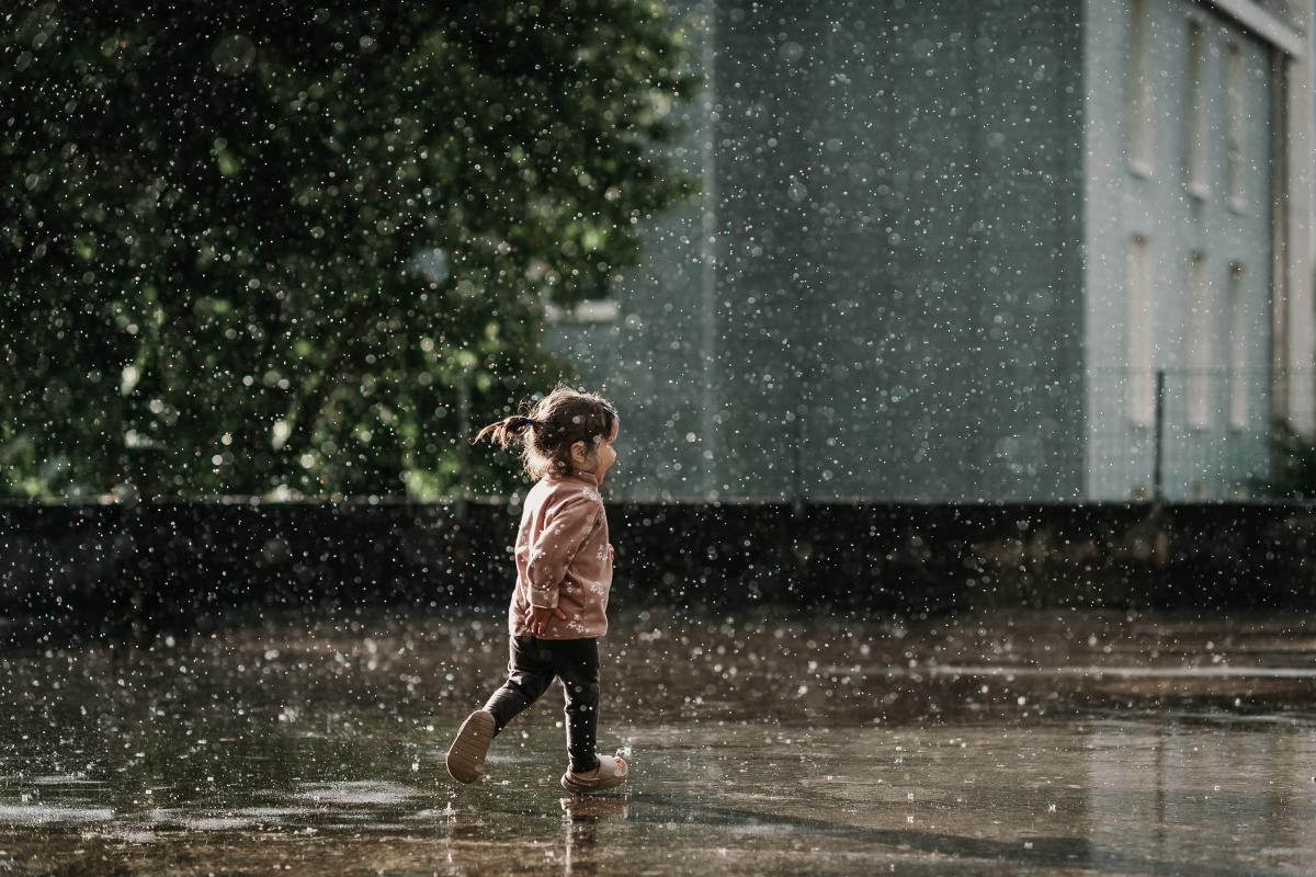 Toddler in the rain
