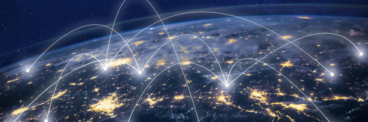earth from outer space connected through digitalization